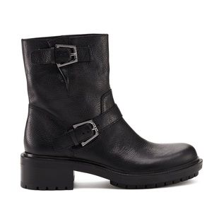 Botkier Black Moto Boots with Buckle Detail
